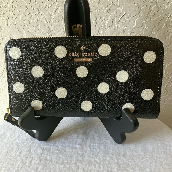 Kate Spade: Spencer Sunshine Dot Zip-around Wallet- 12 card slots-3 slip pockets - Picture 1 of 16